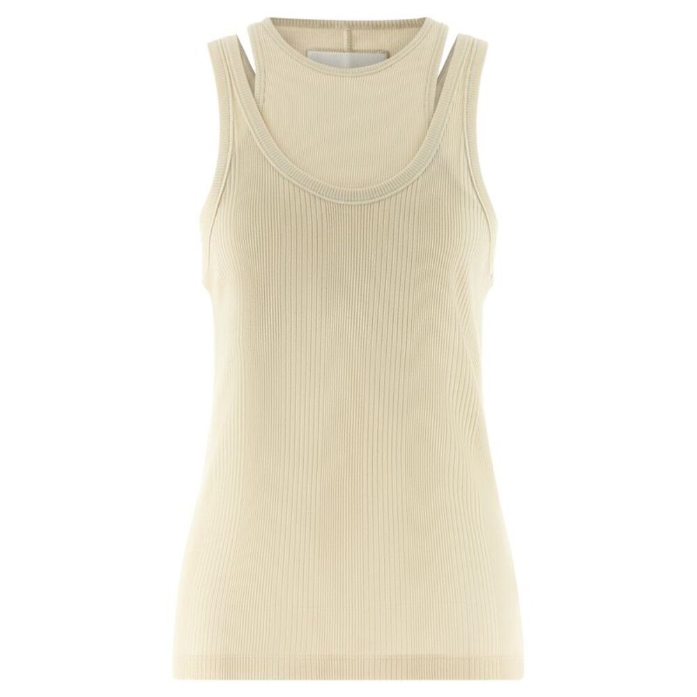 Armarium White Cotton Sleeveles Women's T-Shirt